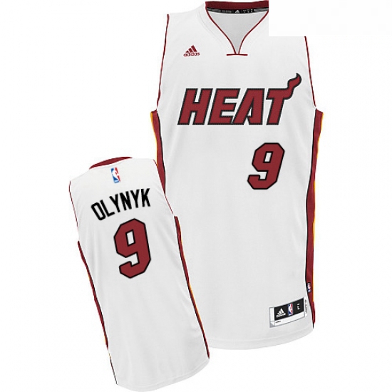 Mens Adidas Miami Heat 9 Kelly Olynyk Swingman White Home NBA Jersey