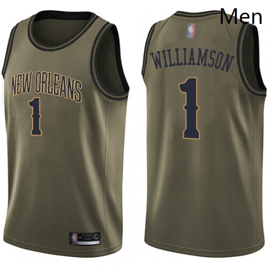 Nike New Orleans Pelicans 1 Zion Williamson Green NBA Swingman Salute to Service Jersey