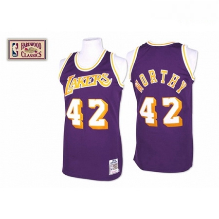 Mens Mitchell and Ness Los Angeles Lakers 42 James Worthy Swingm