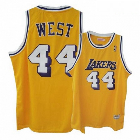 Mens Mitchell and Ness Los Angeles Lakers 44 Jerry West Swingman Gold Throwback NBA Jersey