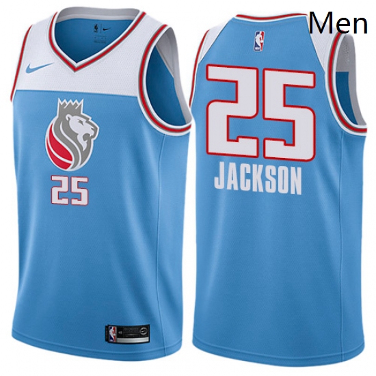 Mens Nike Sacramento Kings 25 Justin Jackson Authentic Blue NBA Jersey City Edition