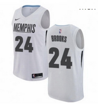 Mens Nike Memphis Grizzlies 24 Dillon Brooks Authentic White NBA Jersey City Edition