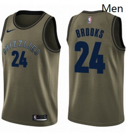 Mens Nike Memphis Grizzlies 24 Dillon Brooks Swingman Green Salute to Service NBA Jersey