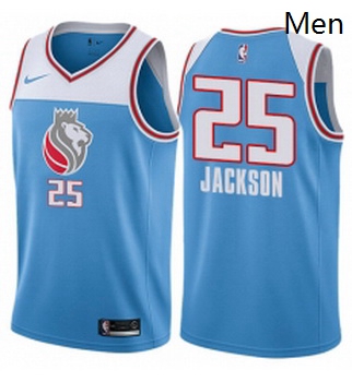 Mens Nike Sacramento Kings 25 Justin Jackson Swingman Blue NBA Jersey City Edition