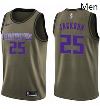 Mens Nike Sacramento Kings 25 Justin Jackson Swingman Green Salute to Service NBA Jersey