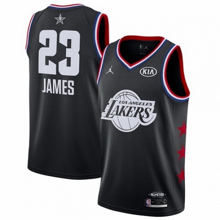 Mens Nike Los Angeles Lakers 23 LeBron James Black Basketball Jordan Swingman 2019 All Star Game Jer