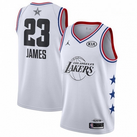 Mens Nike Los Angeles Lakers 23 LeBron James White Basketball Jordan Swingman 2019 All Star Game Jer