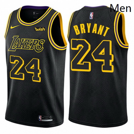 Mens Nike Los Angeles Lakers 24 Kobe Bryant Authentic Black City Edition NBA Jersey