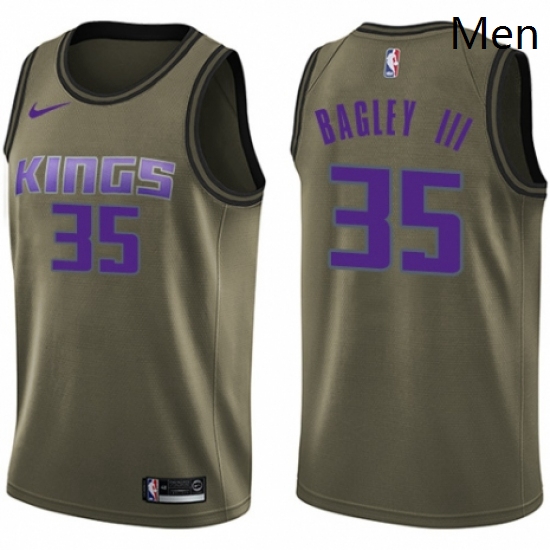 Mens Nike Sacramento Kings 35 Marvin Bagley III Swingman Green Salute to Service NBA Jersey