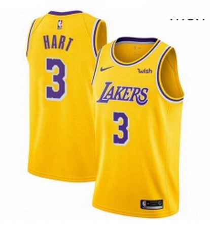 Mens Nike Los Angeles Lakers 3 Josh Hart Swingman Gold NBA Jersey Icon Edition