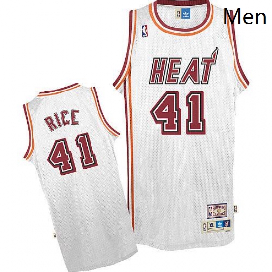 Mens Adidas Miami Heat 41 Glen Rice Authentic White Throwback NBA Jersey