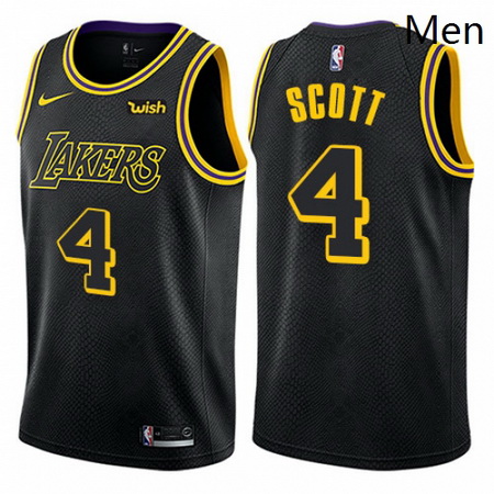 Mens Nike Los Angeles Lakers 4 Byron Scott Authentic Black City Edition NBA Jersey