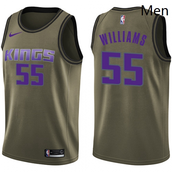 Mens Nike Sacramento Kings 55 Jason Williams Swingman Green Salute to Service NBA Jersey