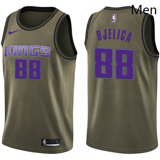 Mens Nike Sacramento Kings 88 Nemanja Bjelica Swingman Green Salute to Service NBA Jersey