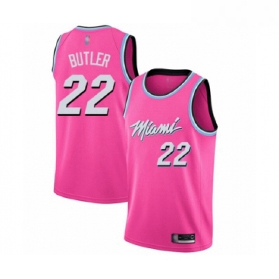 Mens Miami Heat 22 Jimmy Butler Pink Swingman Jersey Earned Edition