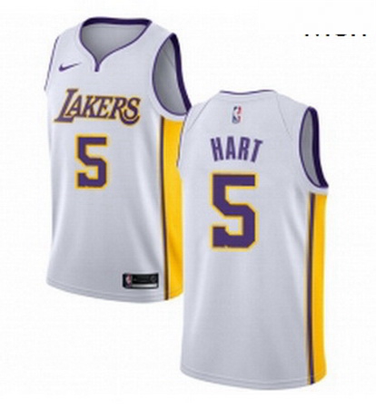 Mens Nike Los Angeles Lakers 5 Josh Hart Authentic White NBA Jersey Association Edition