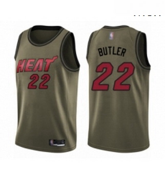 Mens Miami Heat 22 Jimmy Butler Swingman Green Salute to Service Basketball Jersey