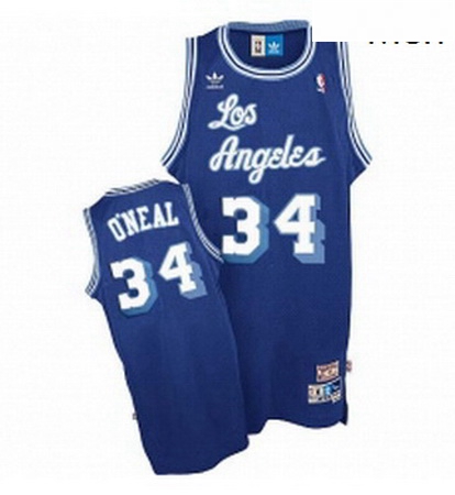 Mens Nike Los Angeles Lakers 34 Shaquille ONeal Swingman Blue Throwback NBA Jersey