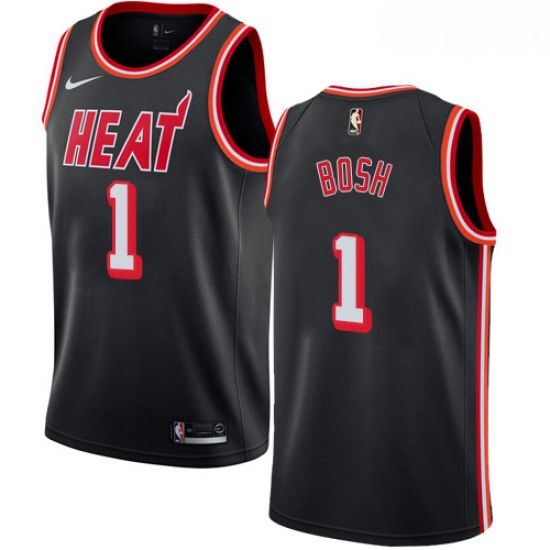 Mens Nike Miami Heat 1 Chris Bosh Swingman Black Black Fashion Hardwood Classics NBA Jersey