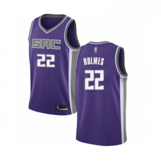 Mens Sacramento Kings 22 Richaun Holmes Authentic Purple Basketball Jersey Icon Edition