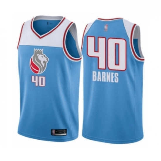 Mens Sacramento Kings 40 Harrison Barnes Authentic Blue Basketball Jersey City Edition