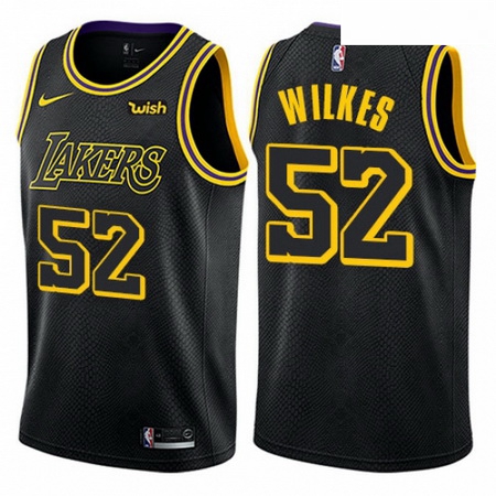 Mens Nike Los Angeles Lakers 52 Jamaal Wilkes Swingman Black City Edition NBA Jersey