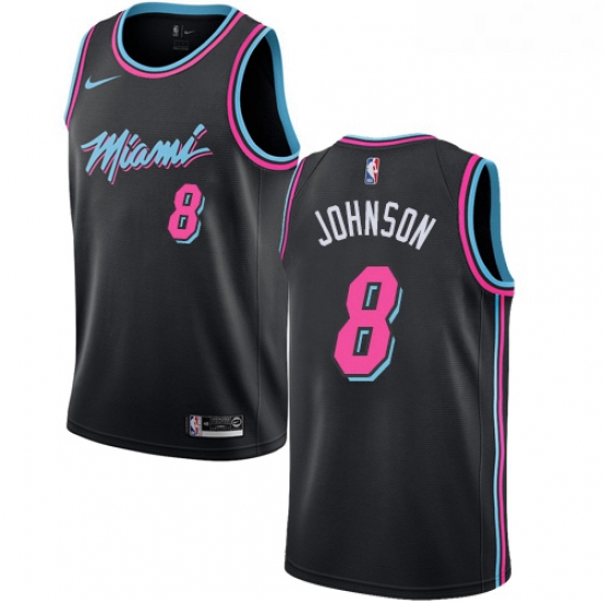 Mens Nike Miami Heat 8 Tyler Johnson Swingman Black NBA Jersey City Edition