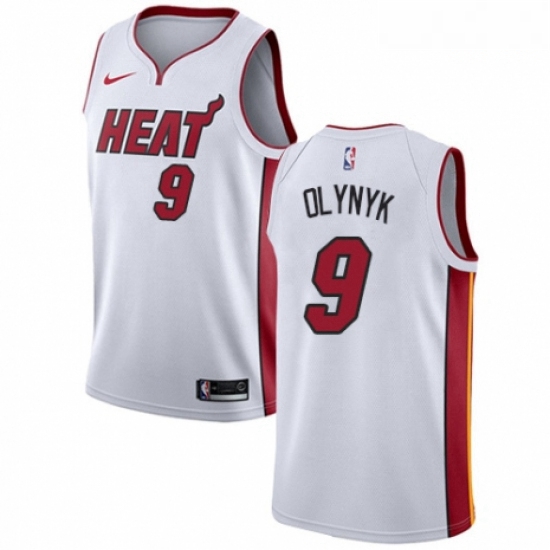 Mens Nike Miami Heat 9 Kelly Olynyk Authentic NBA Jersey Association Edition