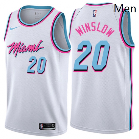 Mens Nike Miami Heat 20 Justise Winslow Authentic White NBA Jersey City Edition