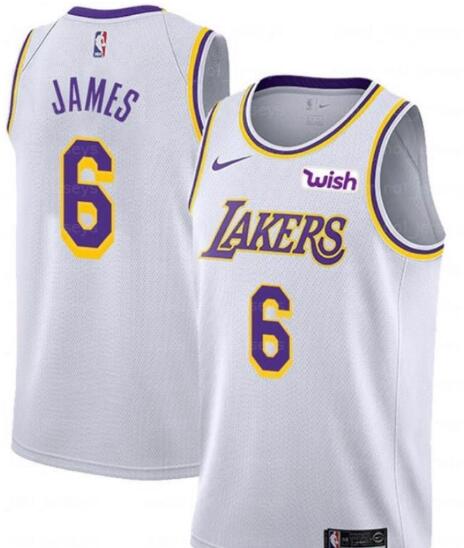 Lakers 6 Lebron James White Nike Jersey