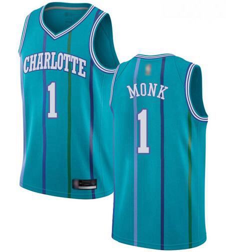 Men Aqua Malik Monk Men Jersey 1 Authentic Charlotte Hornets Basketball Hardwood Classics