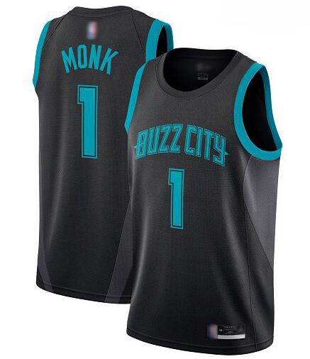 Men Black Malik Monk Men Jersey 1 Authentic Charlotte Hornets Basketball Jersey