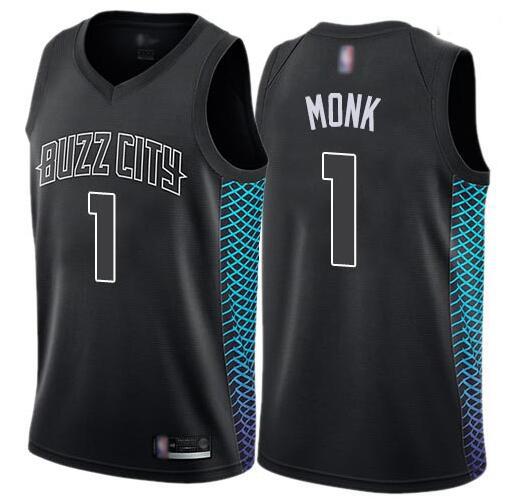 Men Black Malik Monk Men's Jersey 1 Authentic Charlotte Hornets Basketball City Edition