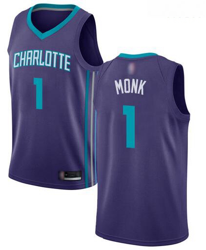 Men Purple Malik Monk Men Jersey 1 Authentic Charlotte Hornets Basketball Statement Edition