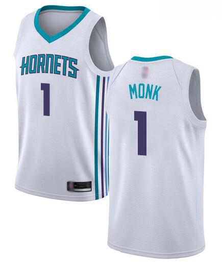 Men White Malik Monk Men Jersey #1 Authentic Charlotte Hornets Basketball Association Edition