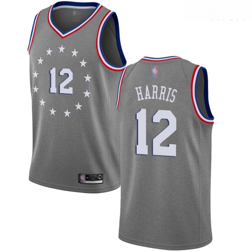 76ers #12 Tobias Harris Gray Basketball Swingman City Edition 2018 19 Jersey