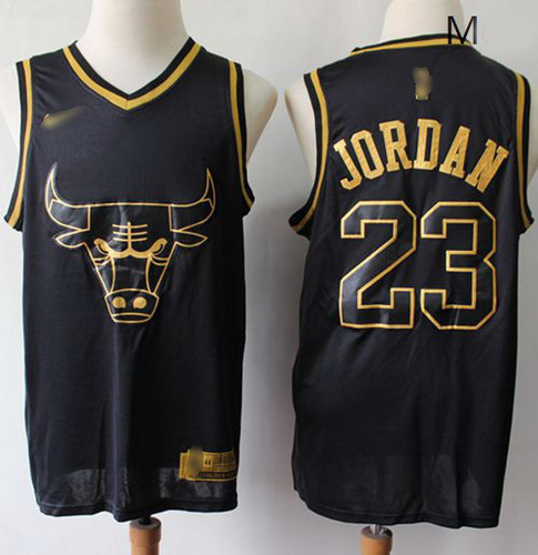 Bulls #23 Michael Jordan Black Gold Basketball Swingman Limited Edition Jersey