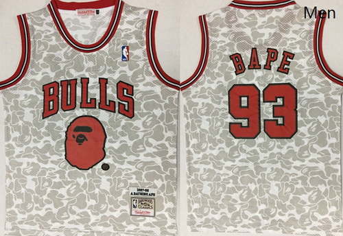 Bulls 93 Bape Gray 1997 98 Hardwood Classics Jersey