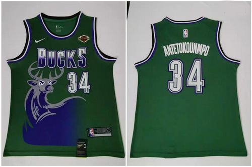 Bucks 34 Giannis Antetokounmpo Green Nike Swingman Jersey