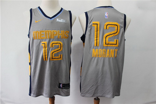 Grizzlies 12 Ja Morant Gray City Edition Nike Swingman Jersey