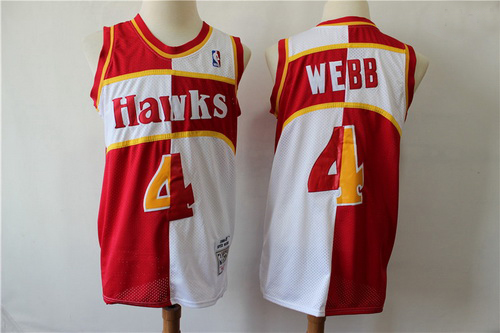 Hawks 4 Spud Webb Red Whhite 1986 87 Hardwood Classics Jersey