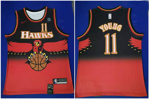 Hawks 11 Trae Young Red Nike Throwback Swingman Jersey