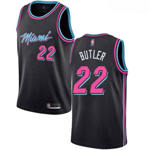 Heat #22 Jimmy Butler Black Basketball Swingman City Edition 2018 19 Jersey