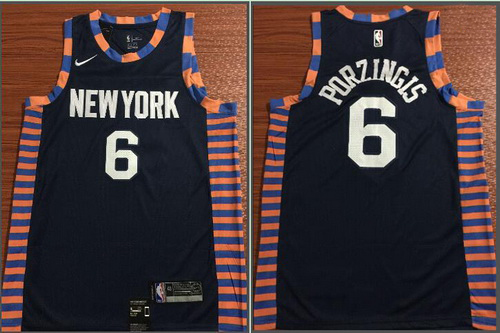 Knicks 6 Kristaps Porzingis Navy 2018 19 City Edition Nike Swingman Jersey