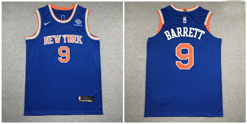 Knicks 9 R J  Barrett Blue Nike Authentic Jersey