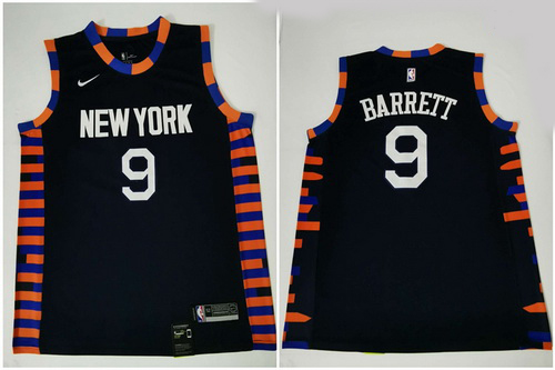 Knicks 9 R J  Barrett Navy City Edition Nike Swingman Jersey