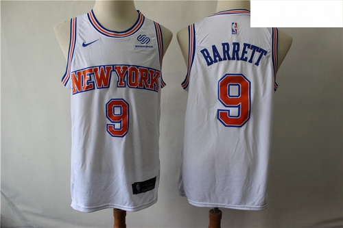 Knicks 9 R J  Barrett White Nike Swingman Jersey