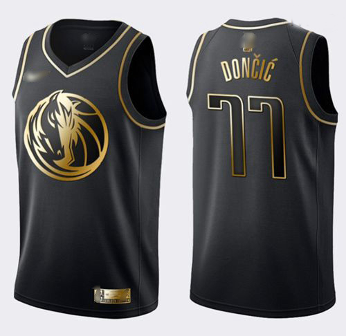 Mavericks #77 Luka Doncic Black Gold Basketball Swingman Limited Edition Jersey