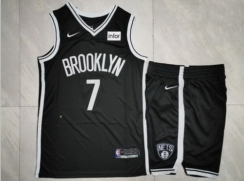 Nets 7 Kevin Durant Black Nike Swingman Jersey 28With Shorts