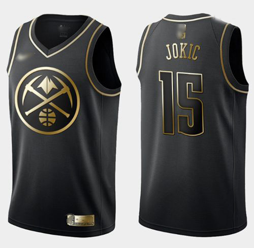 Nuggets #15 Nikola Jokic Black Gold Basketball Swingman Limited Edition Jersey